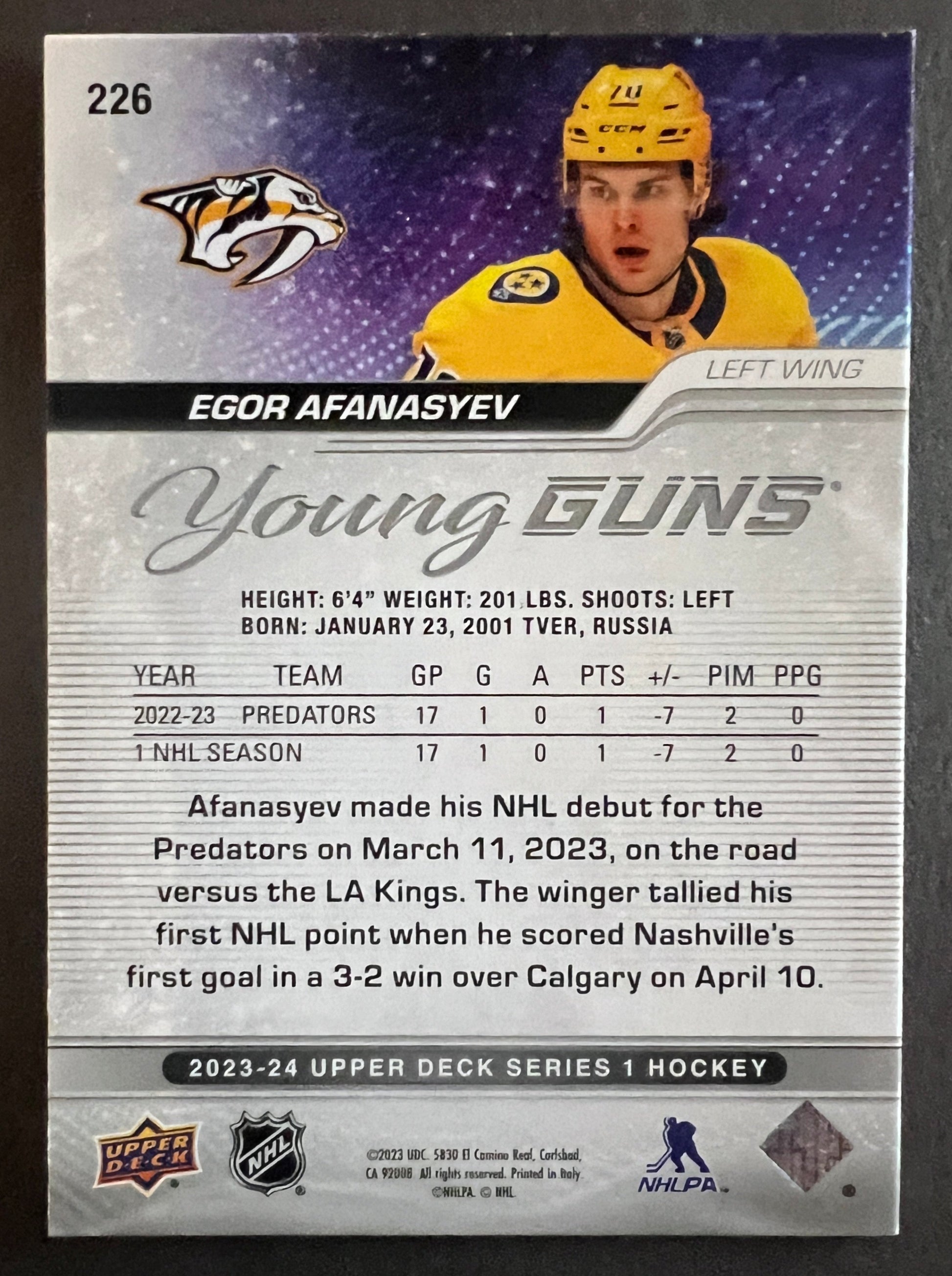 Egor Afanasyev Young Guns Exclusives /100 - 2023/24 Series 1