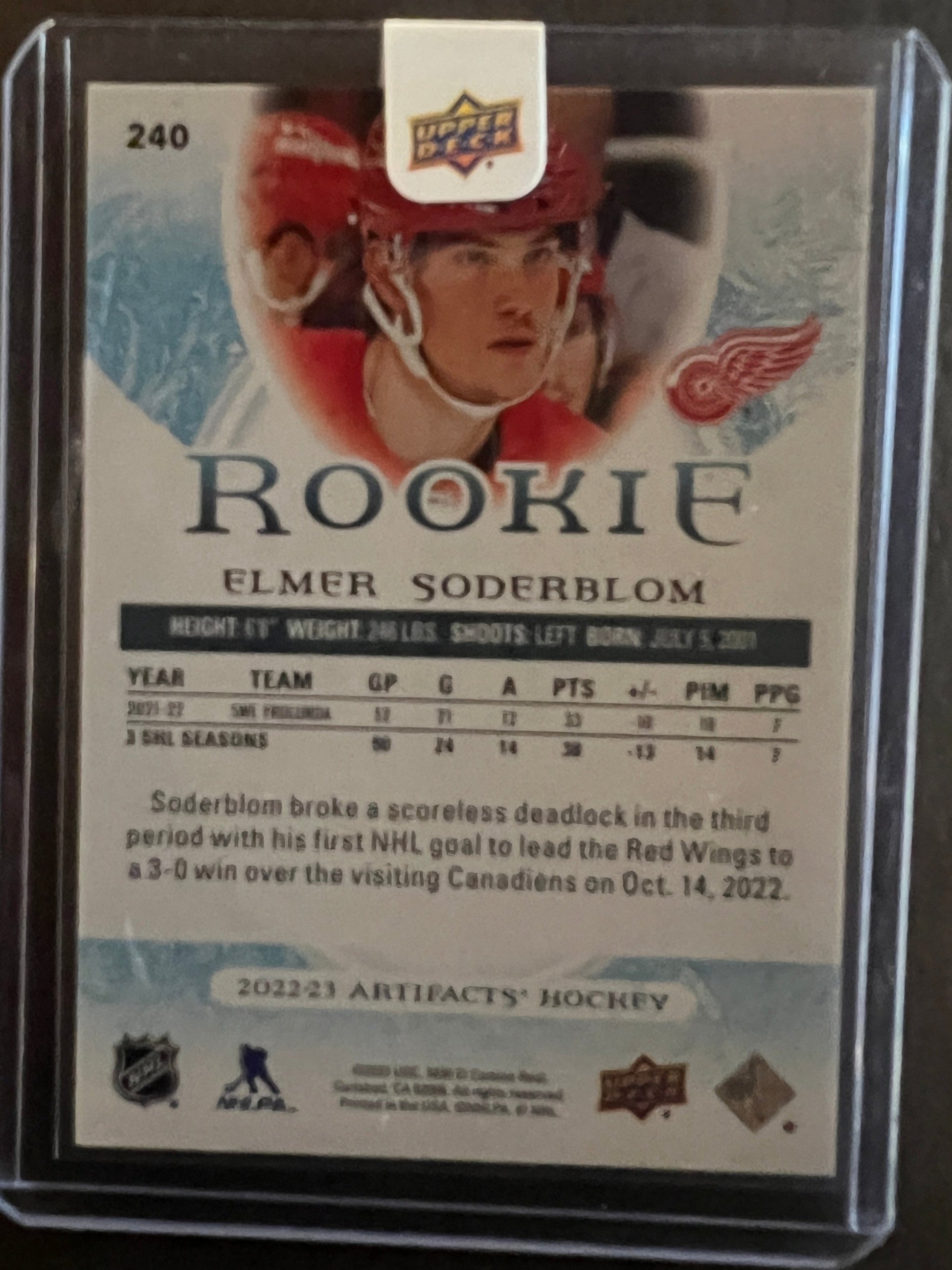 Elmer Soderblom Rookie Emerald /99 - 2022/23 Artifacts