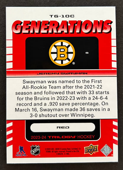 Jeremy Swayman Generations Red /799 - 2023 Trilogy