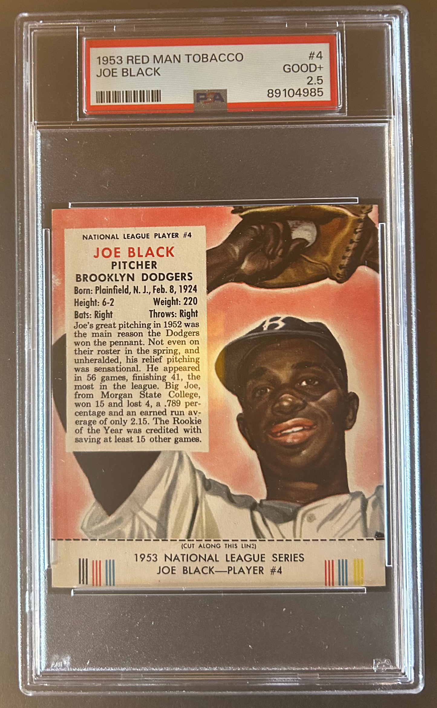 Joe Black - PSA 2.5 - 1953 Red Man Tobacco