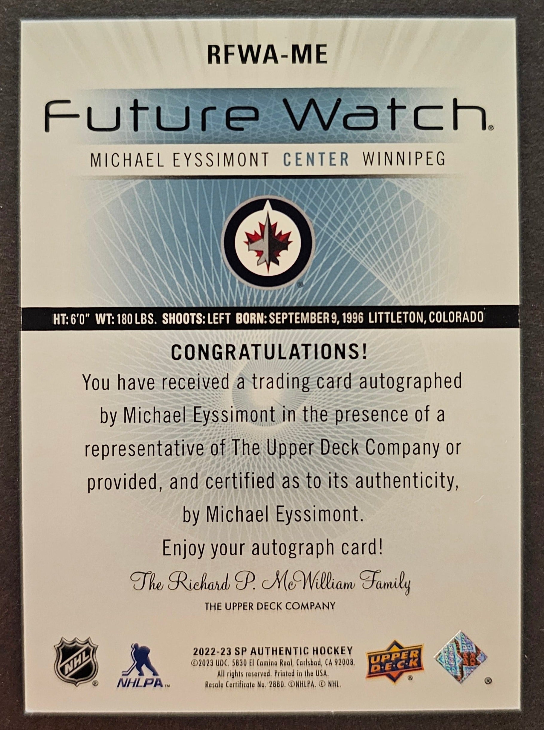 Michael Eyssimont Retro Future Watch Auto /699 - 2022/23 SP Authentic