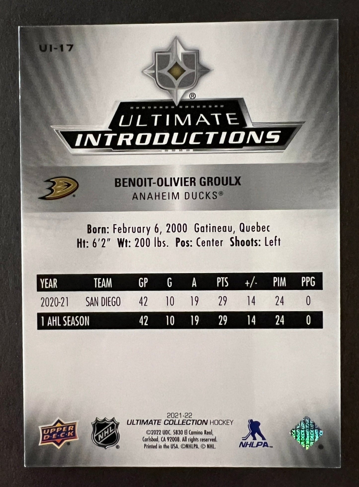 Benoit-Oliver Groulx Ultimate Introductions - 2021/22 Ultimate