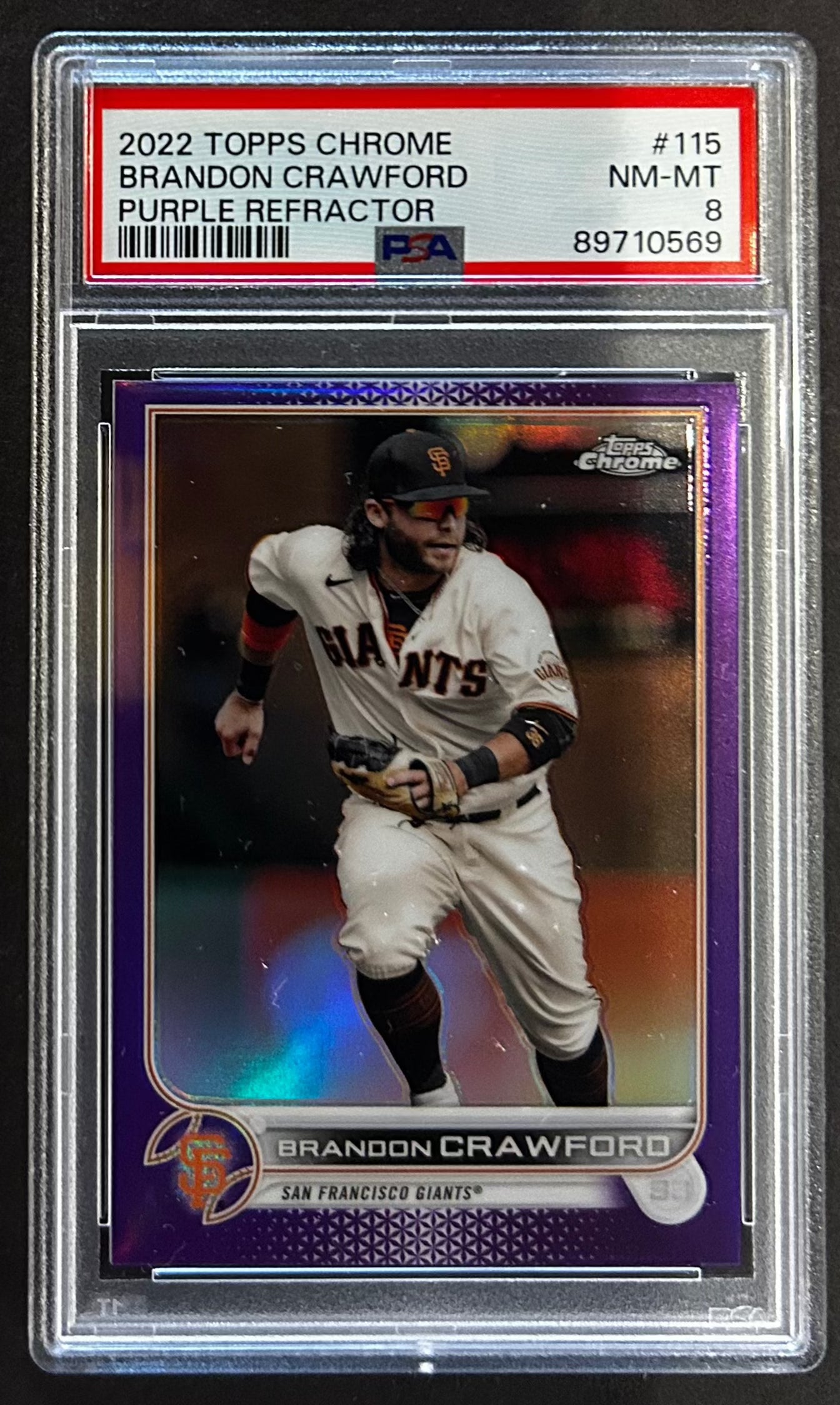 Brandon Crawford Purple Refractor /250 - PSA 8 - 2022 Topps Chrome 