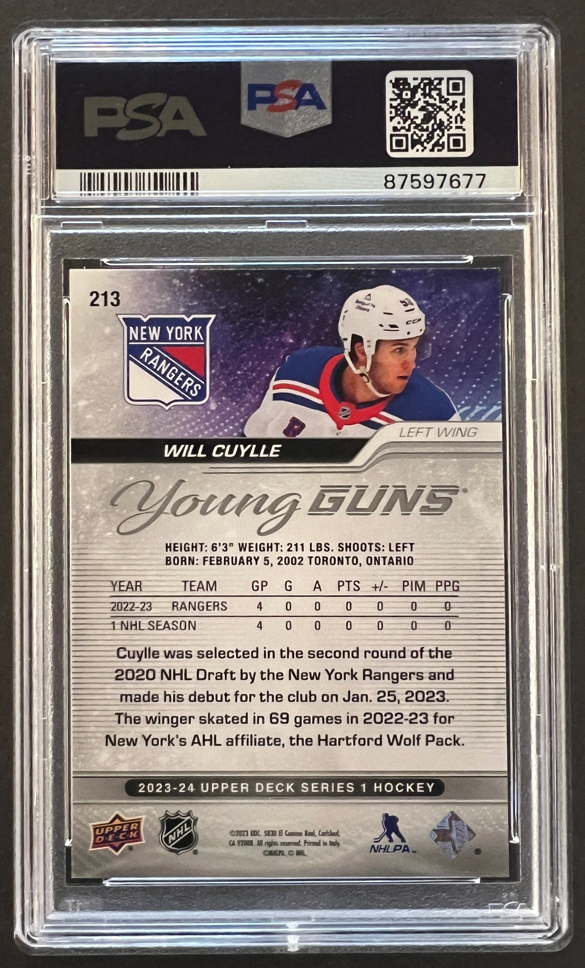 Will Cuylle Young Guns Rookie Outburst Silver PSA 9 - 2023/24 Series 1