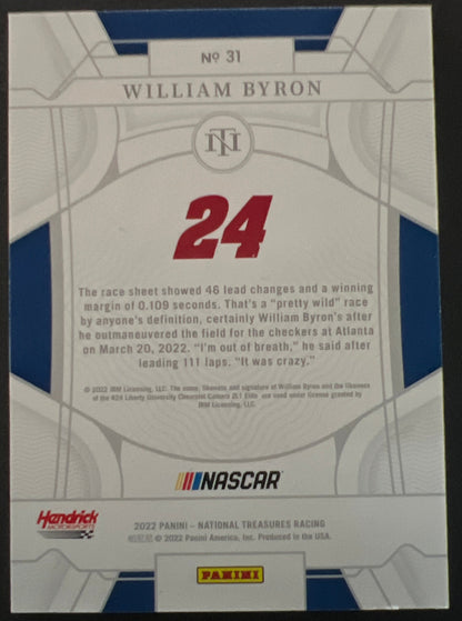 William Byron /25 - 2022 National Treasures Racing