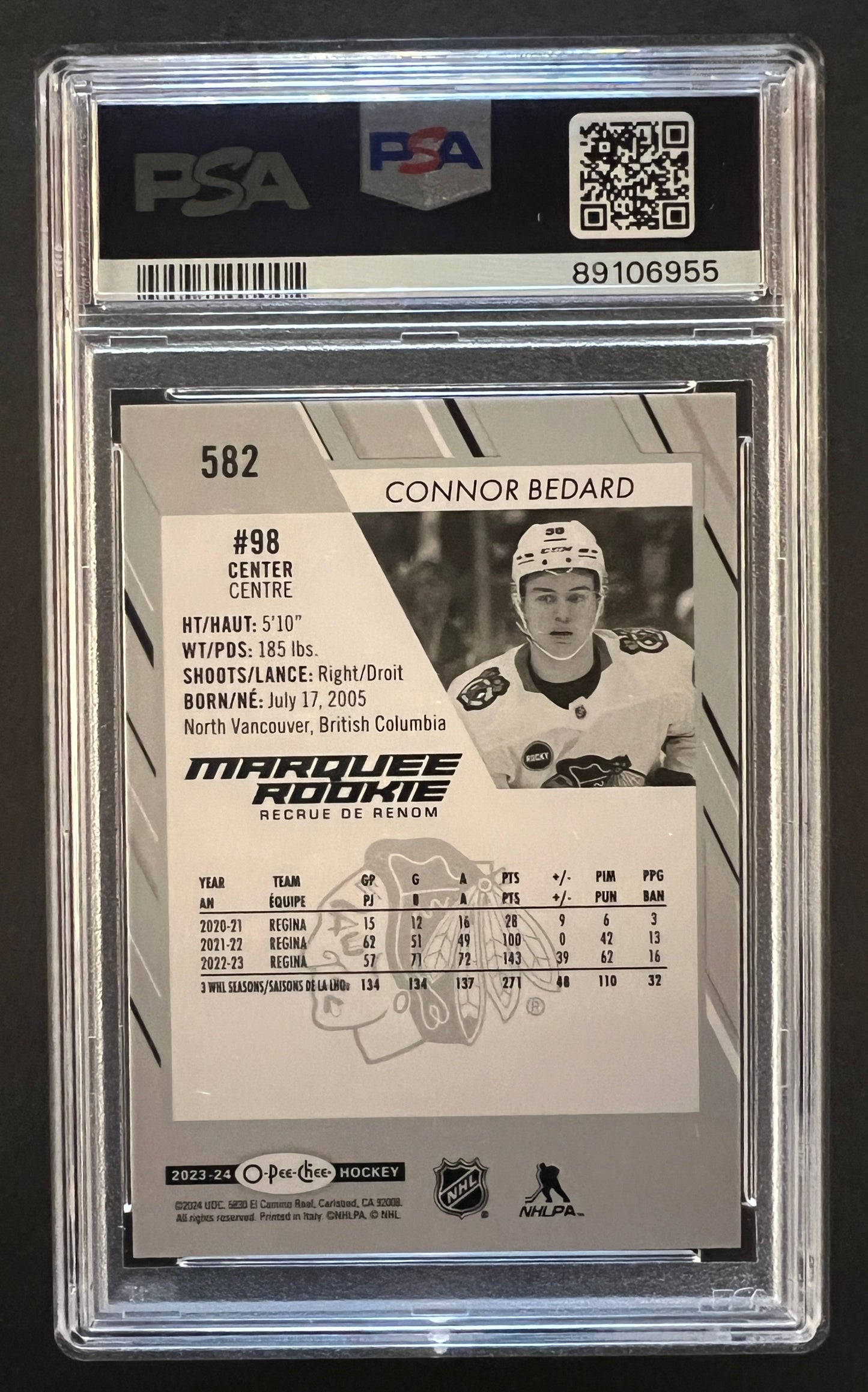 Connor Bedard Marquee Rookie - PSA 10 - 2023/24 O Pee Chee