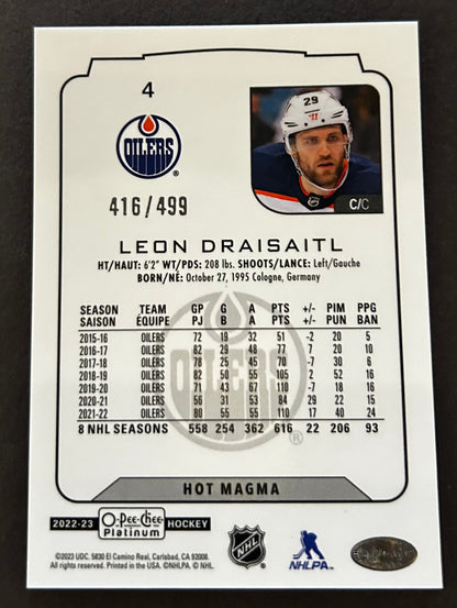 Leon Draisaitl Hot Magma /499 - 2022/23 O-Pee-Chee Platinum 