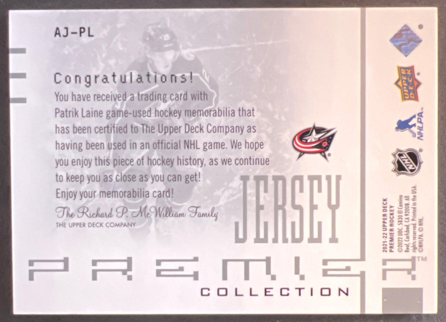 Patrick Laine Premier Jersey Collection - 2021/22 Premier