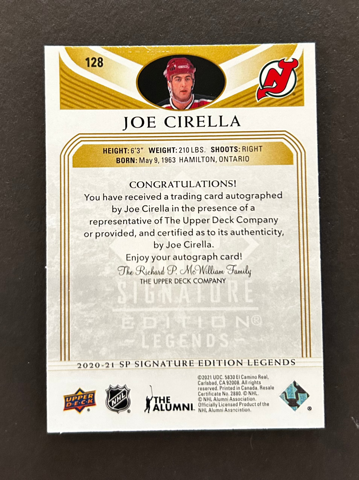 Joe Cirella Auto - 2020/21 SP Signatures Edition