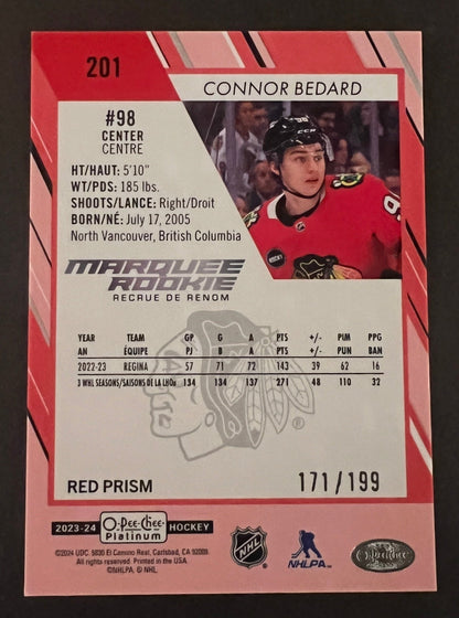 Connor Bedard Marquee Rookie /199 Red Prism - 2023/24 O-Pee-Chee Platinum