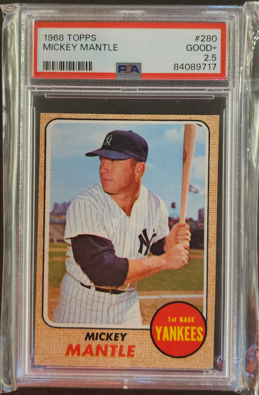 Mickey Mantle #280 Yankees Graded PSA 2.5 - 1968 Topps