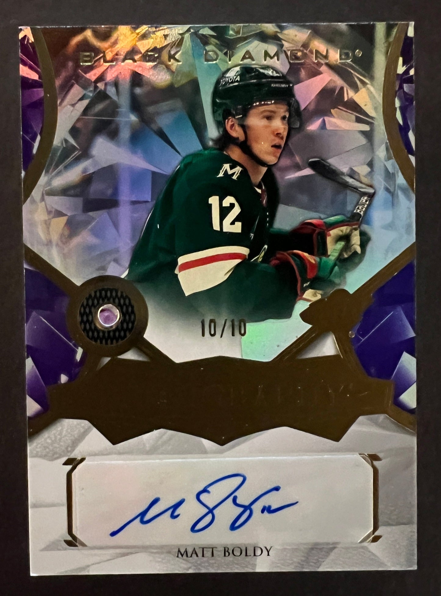 Matt Boldy Rookie Gemography Auto Purple /10 - 2022/23 Black Diamond