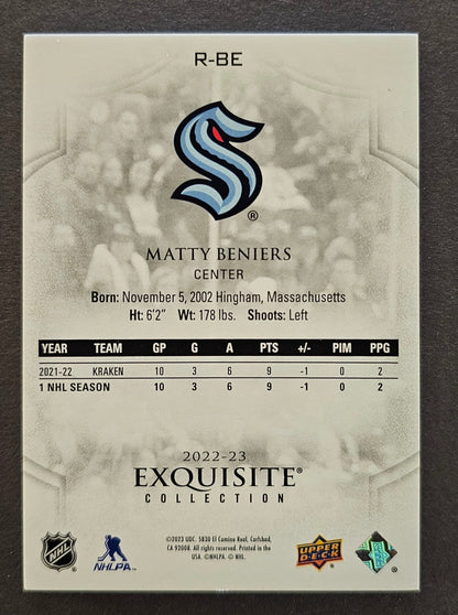 Matty Beniers Exquisite Collection Rookies /399 - 2022/23 Black Diamond