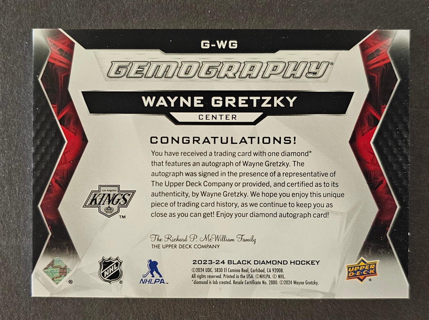 Wayne Gretzky Gemography Auto Ruby /15 - 2023/24 Black Diamond