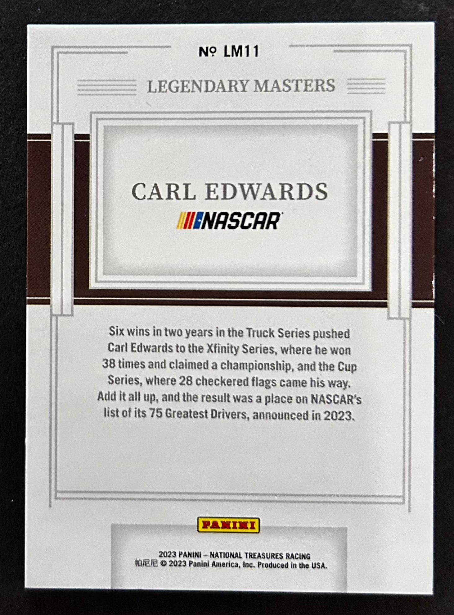 Carl Edwards Legendary Masters /25 - 2023 Panini National Treasures