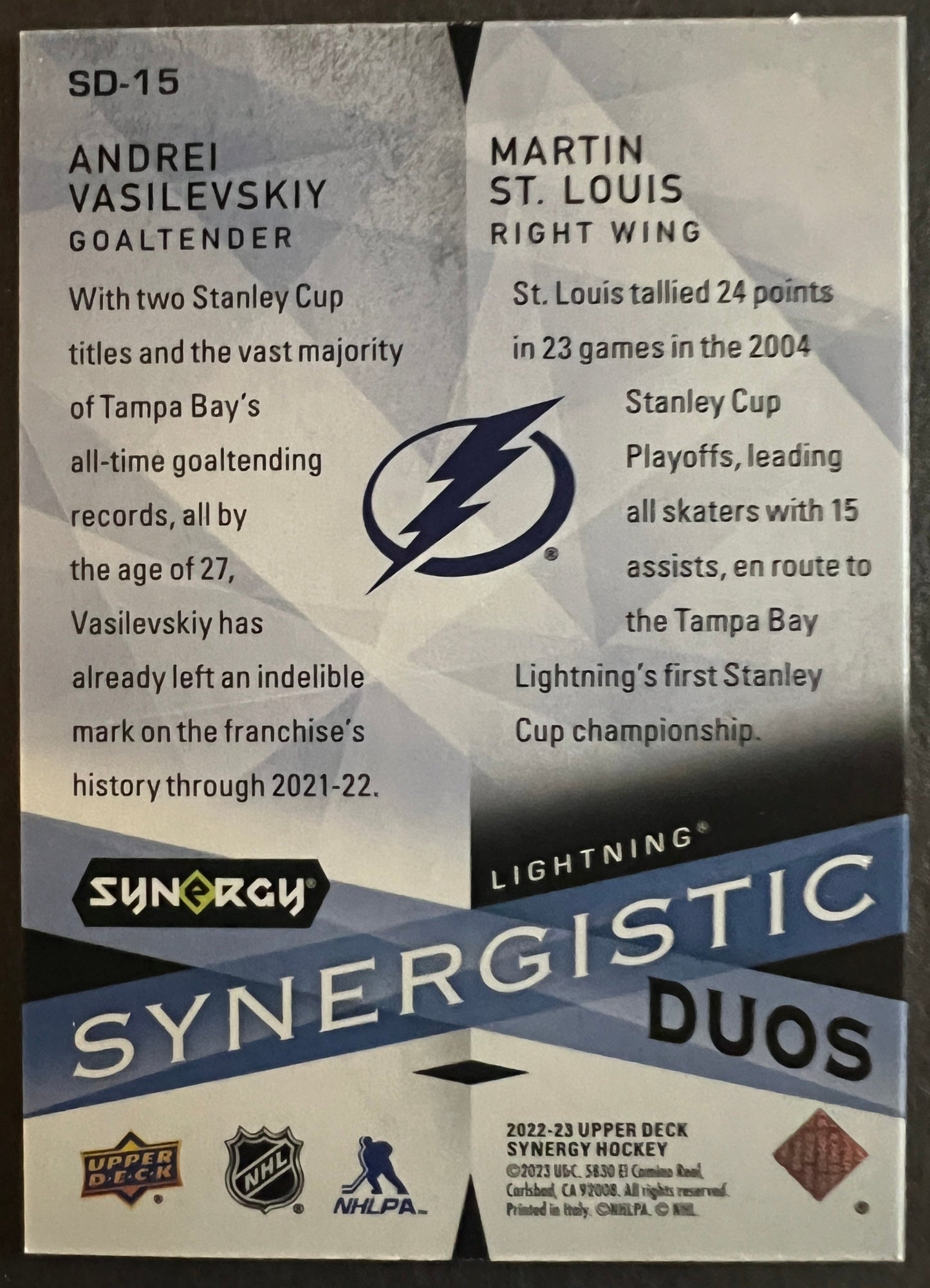 Vasilevskiy / St. Louis Tampa Bay Lightning Synergistic Duos - 2022/23 Synergy