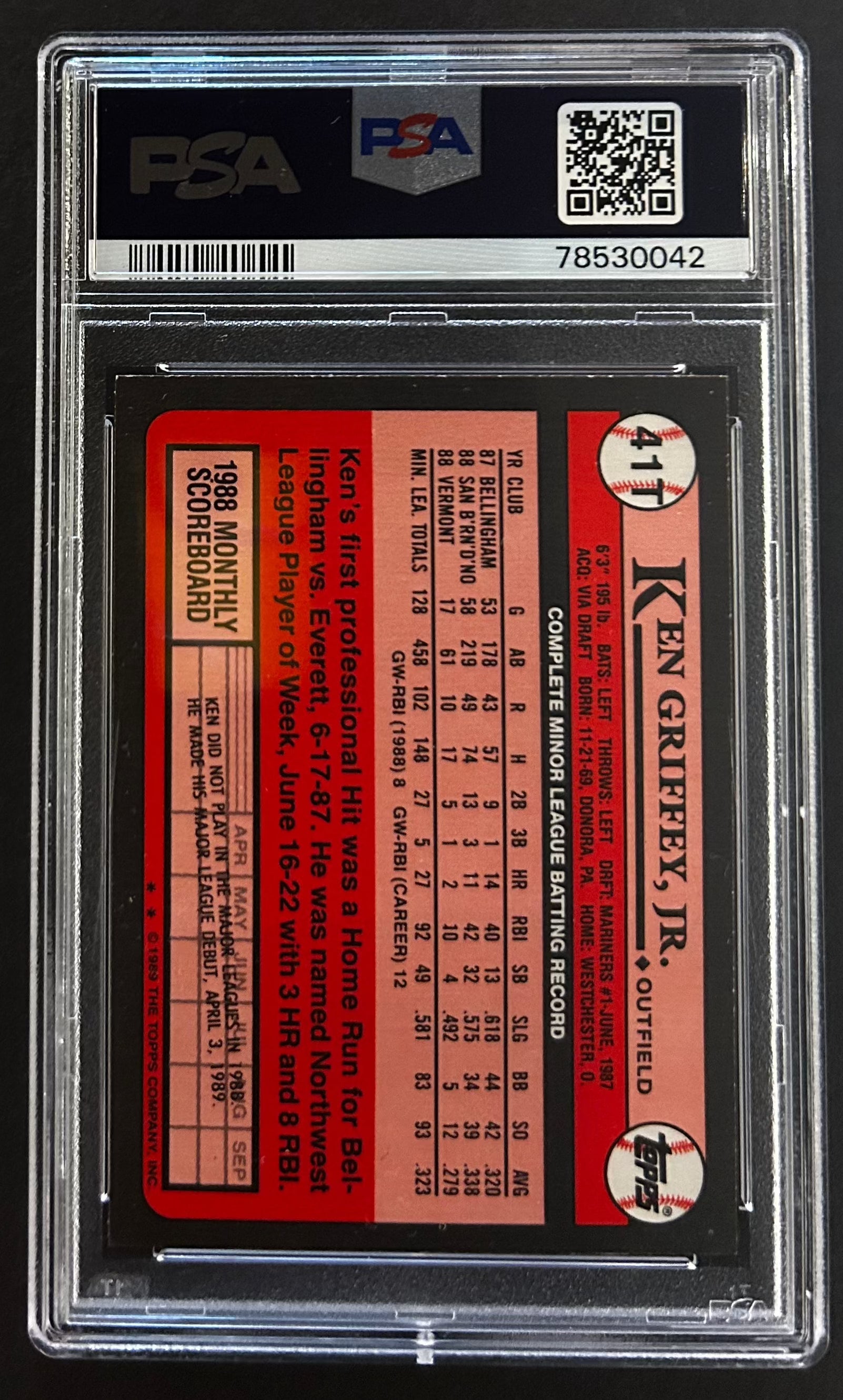 Ken Griffey Jr. - PSA 7 - 1989 Topps Traded