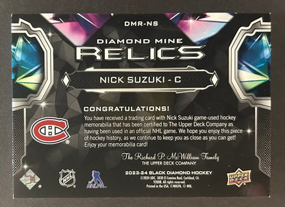 Nick Suzuki Diamond Mine Relics Jersey Patch - 2023/24 Black Diamond 