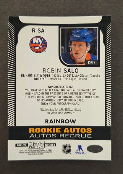 Robin Salo Rookie Autos Rainbow - 2021/22 O-Pee-Chee Platinum