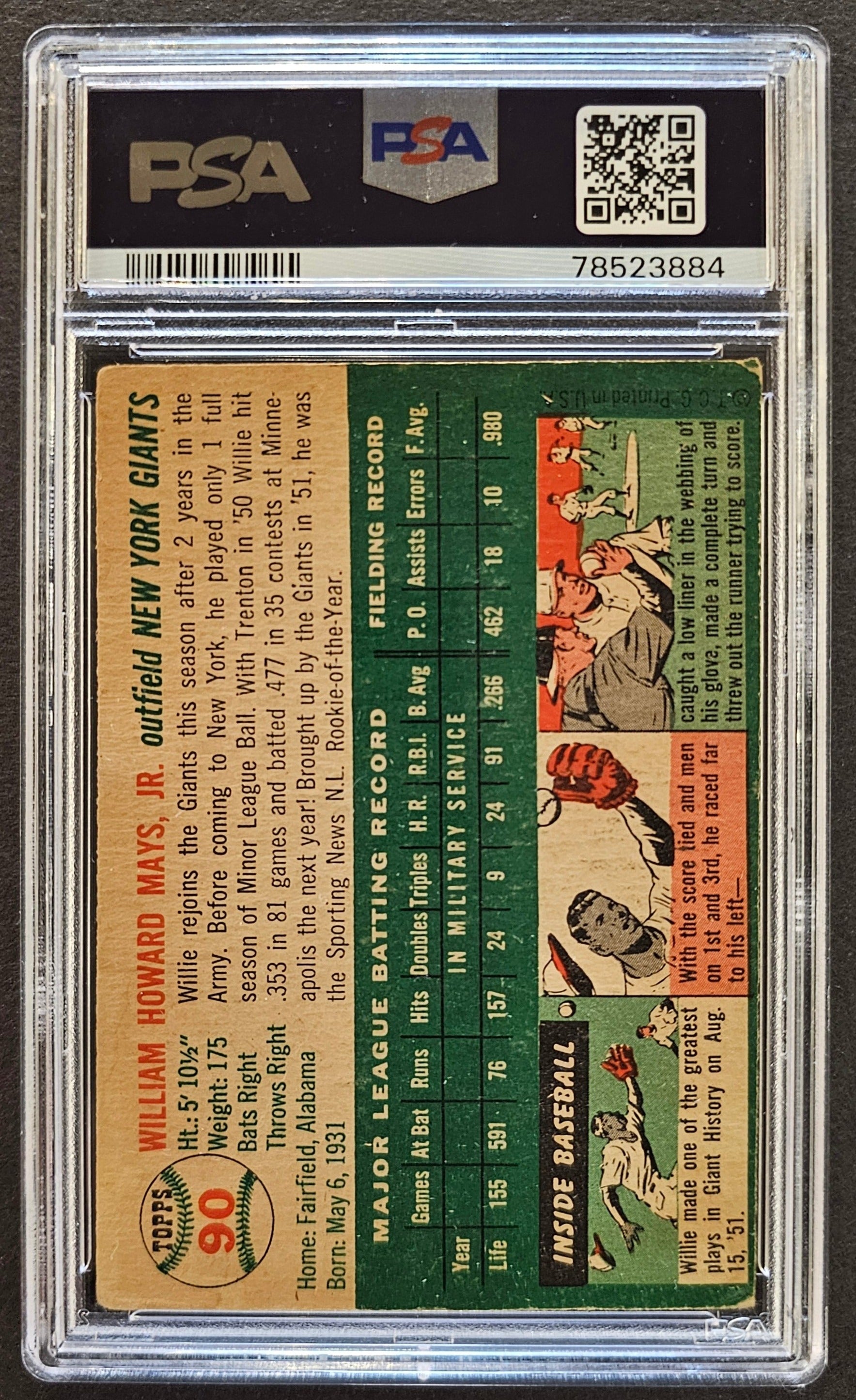 Willie Mayes #90 Graded PSA 1.5 - 1954 Topps