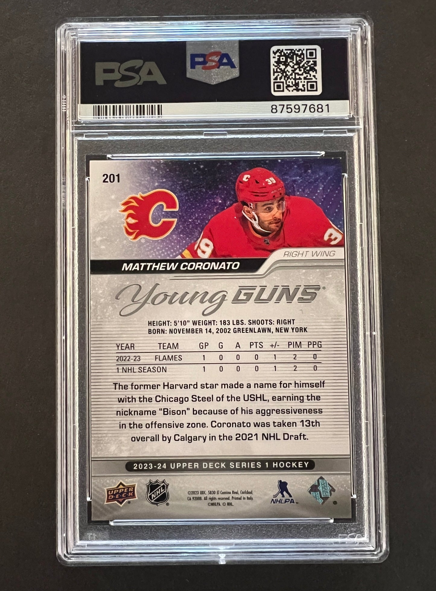 Matthew Coronato Young Guns Rookie #201 - PSA 9 - 2023/24 Series 1