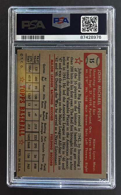 Johnny Pesky - PSA 6 - 1952 Topps 