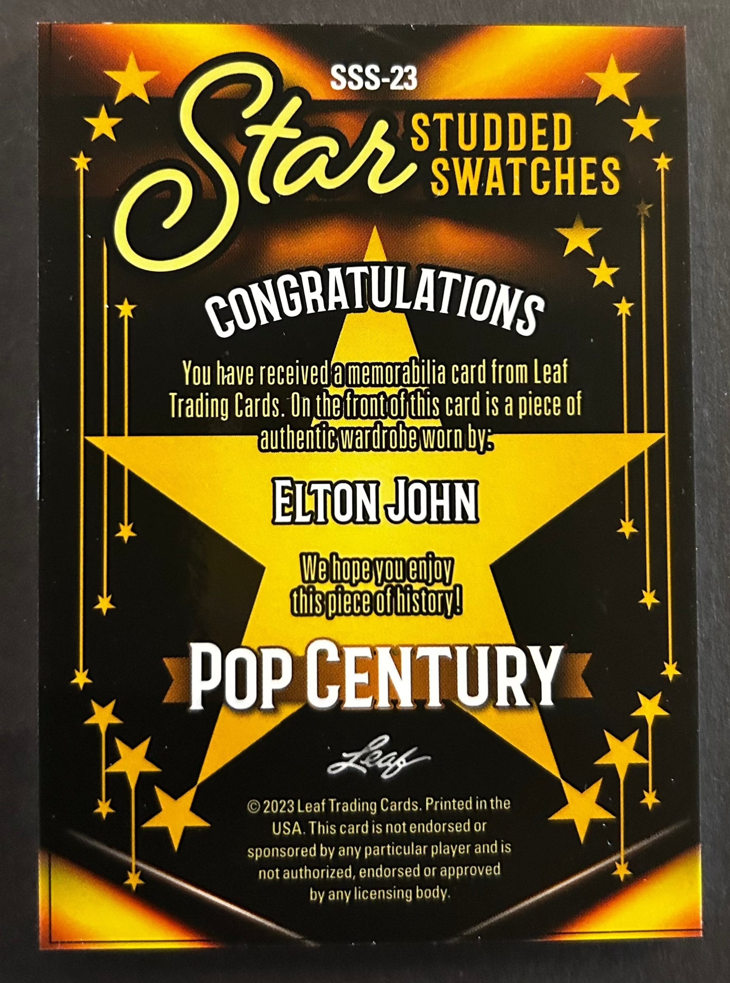 Elton John Star Studded Swatches /4 - 2023 Leaf Pop Century