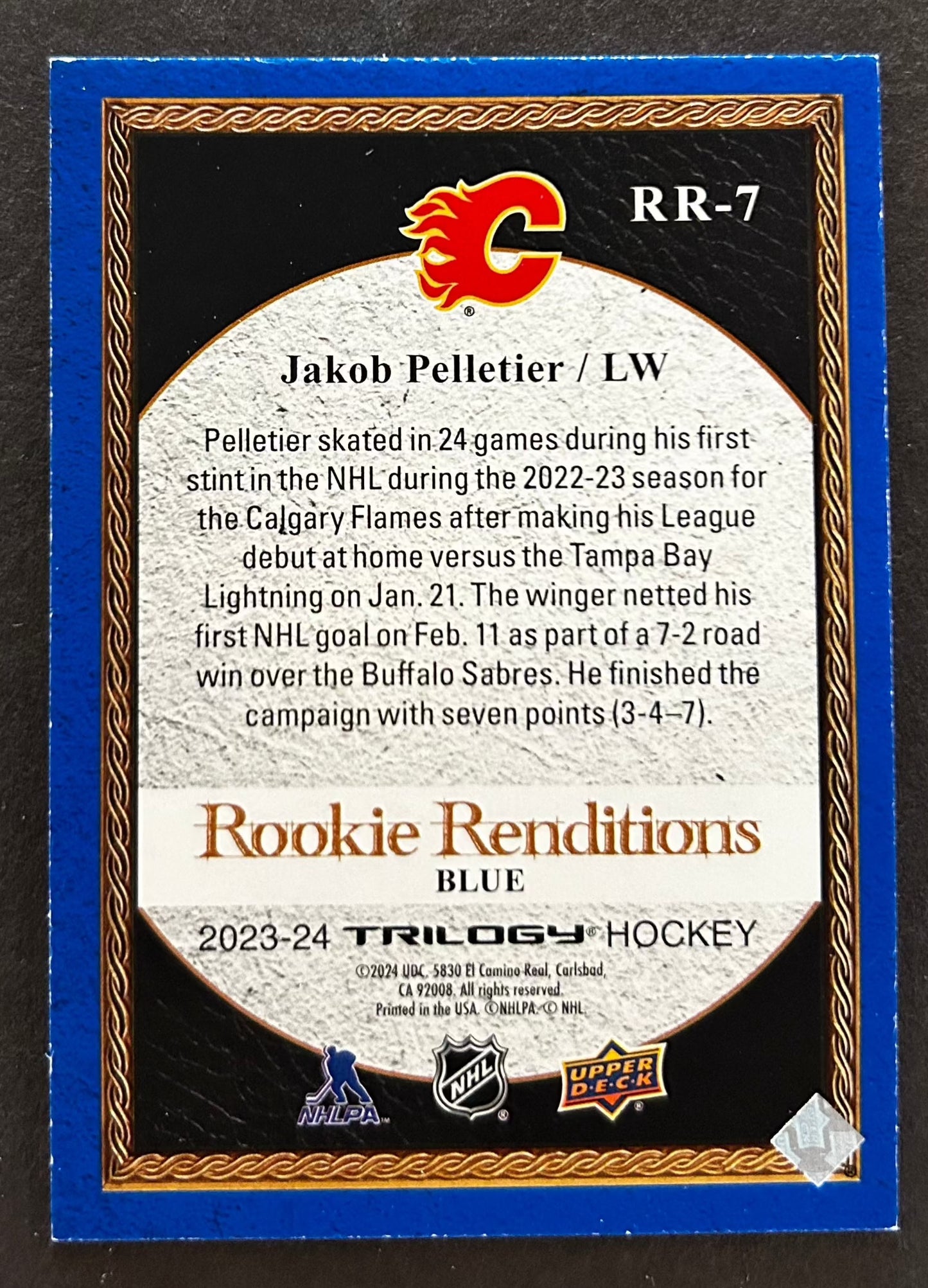 Jakob Pelletier Rookie Renditions Blue /499 - 2023 Trilogy