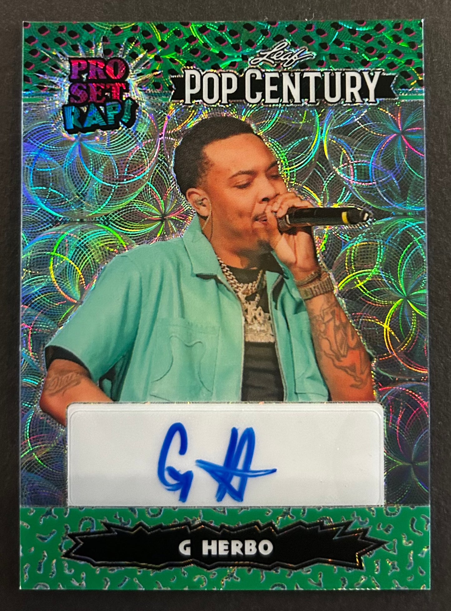 G Herbo Pro Set Raps Auto /3 Green - 2023 Leaf Pop Century