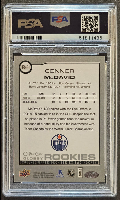 Connor McDavid O-Pee-Chee Glossy Rookies - PSA 10 - 2015/16 Upper Deck