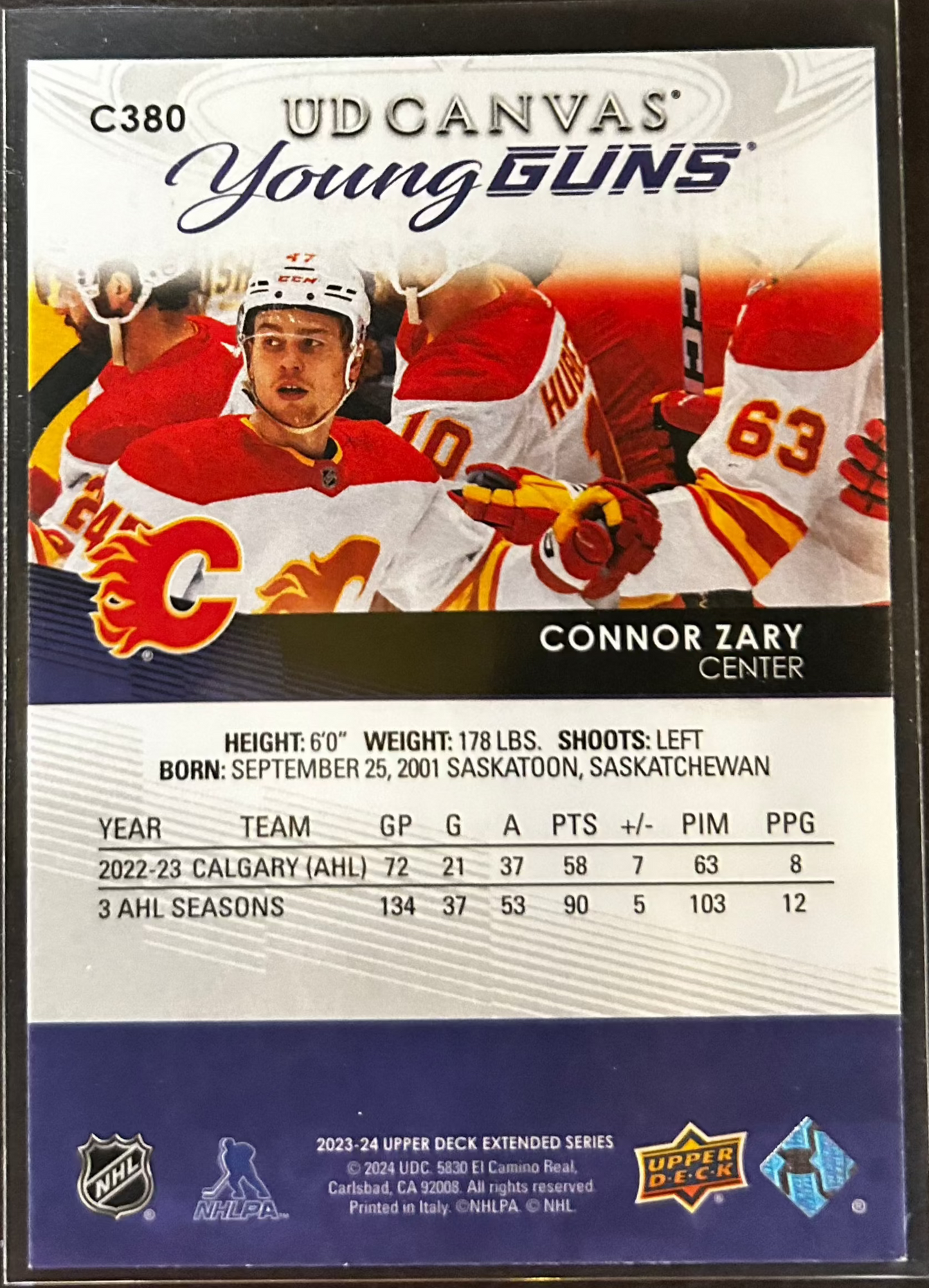 Connor Zary UD Canvas Young Guns #C380 - 2023/24 Extended Series 