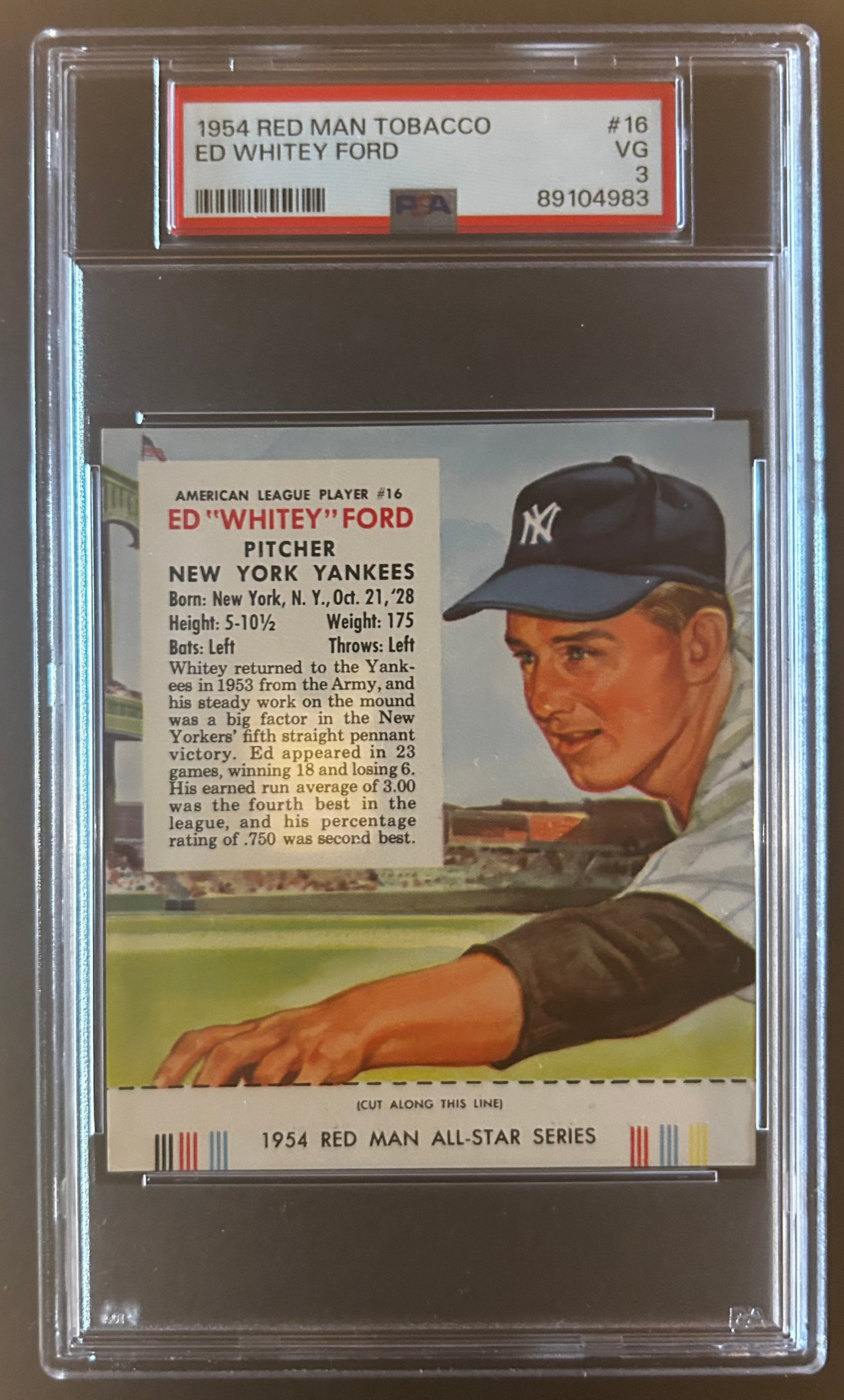 Ed Whitey Ford - PSA 3 - 1954 Red Man Tobacco