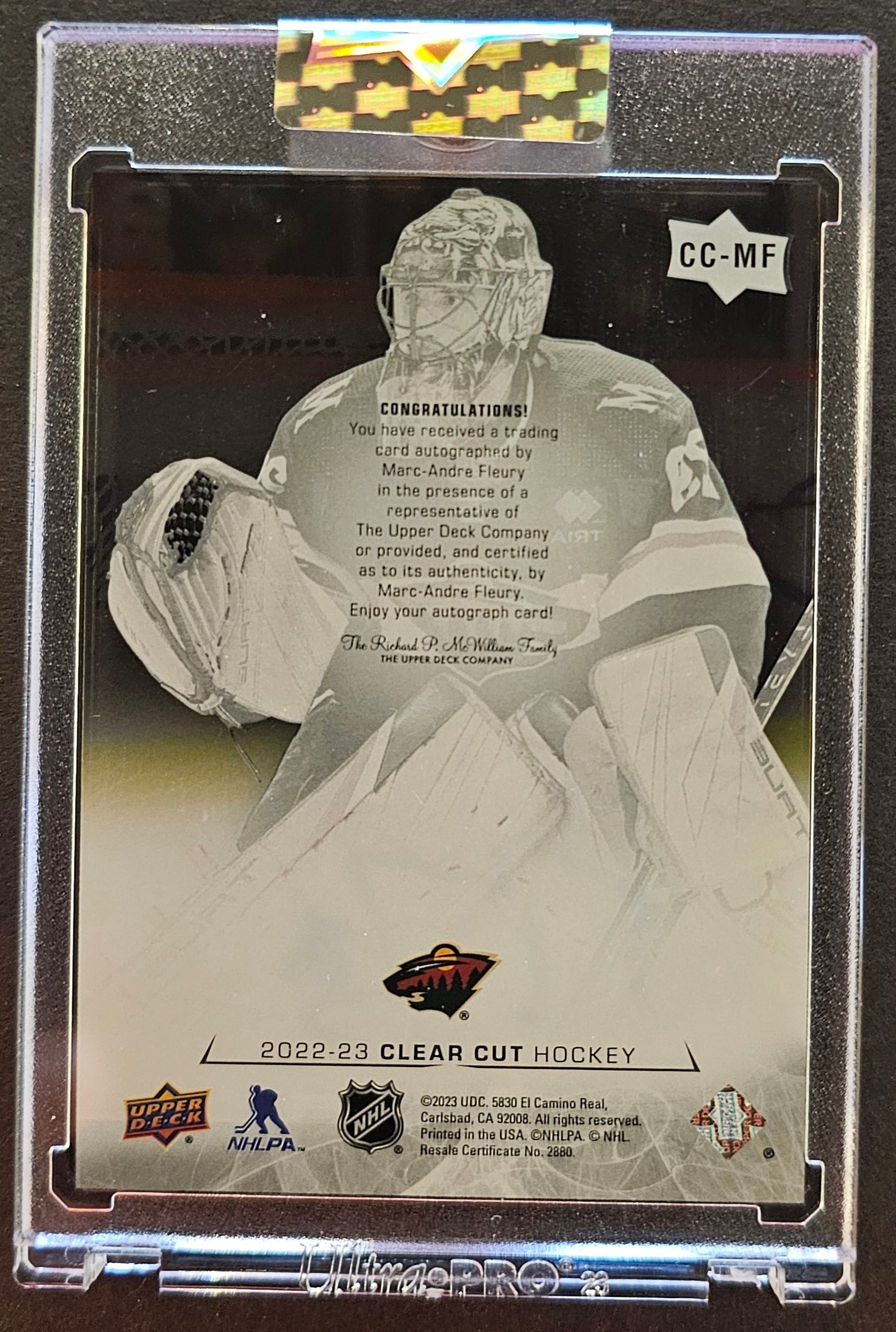 Marc-Andre Fleury Clear Cut Auto - 2022/23 Clear Cut