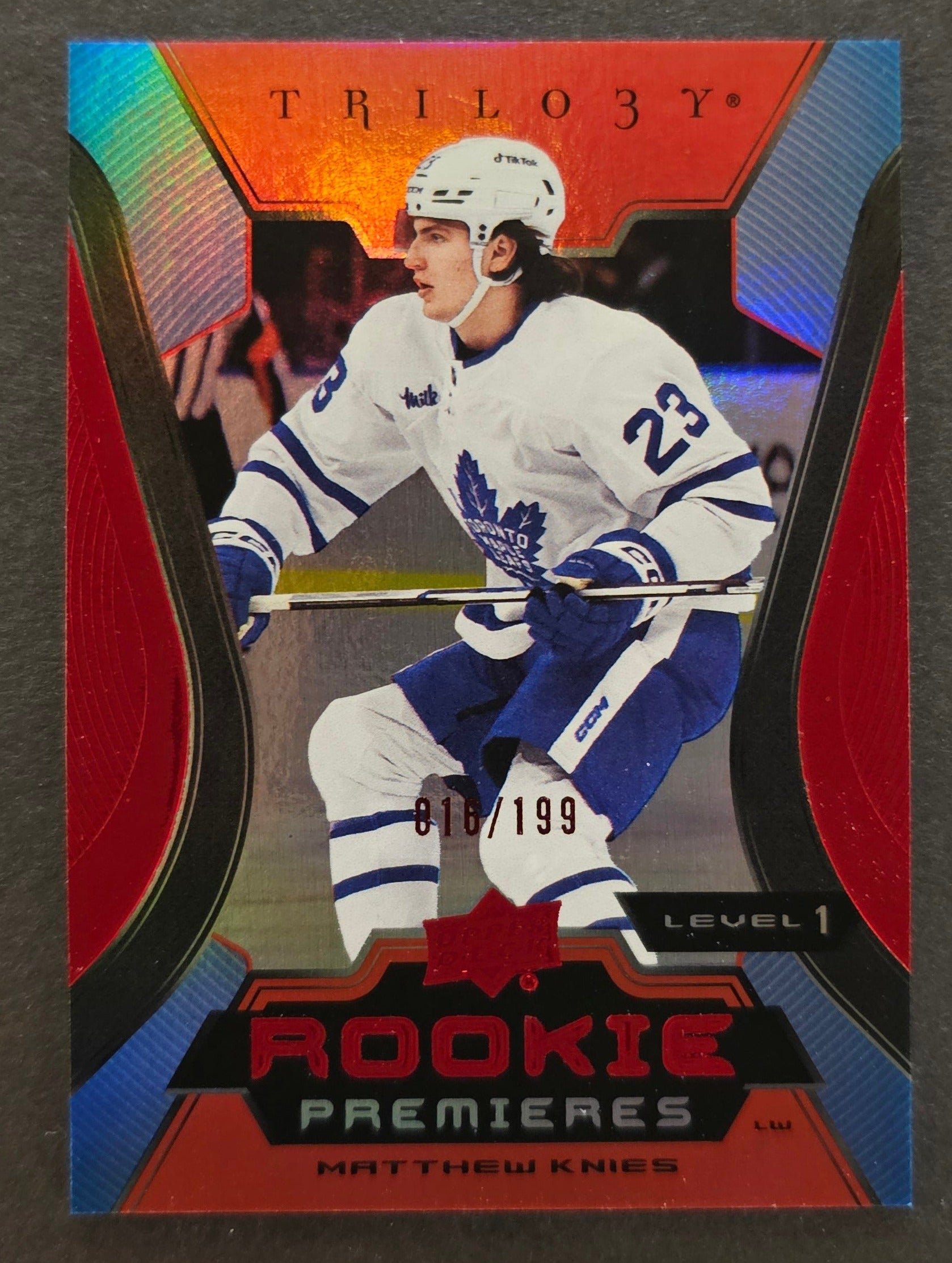 Matthew Knies Rookie Premieres Level 1 Red /199 - 2023/24 Trilogy