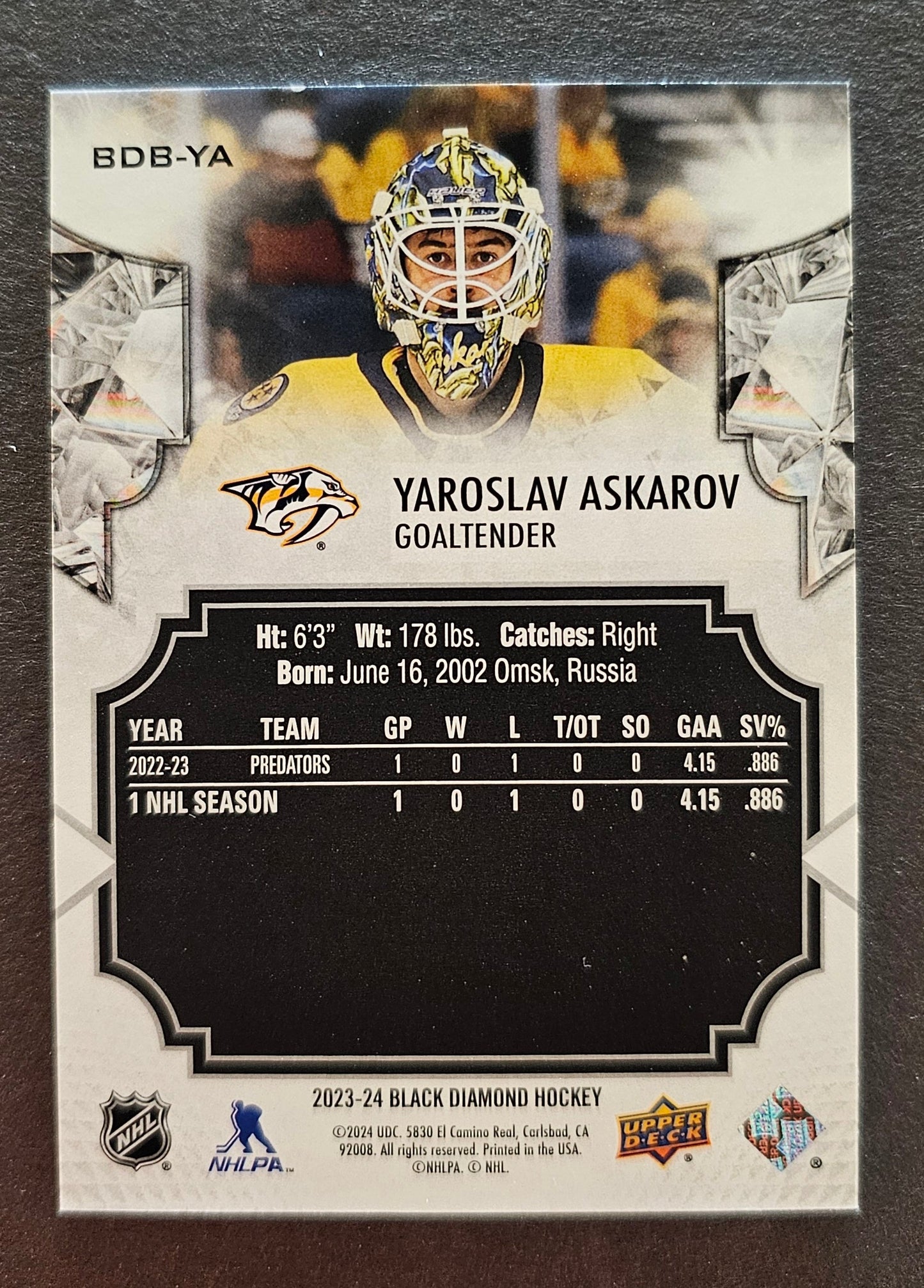 Yaroslav Askarov Base Blue /25 - 2023/24 Black Diamond