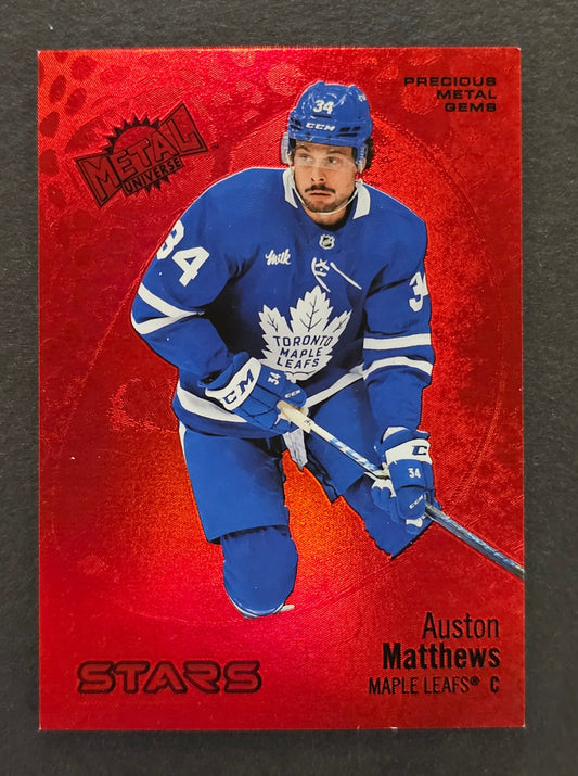 Auston Matthews Precious Metal Gems (PMG) Red /100 - 2022/23 Metal Universe