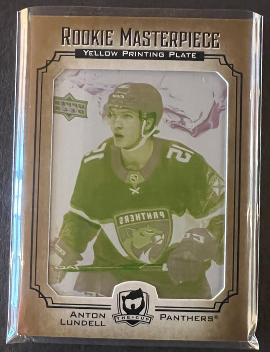 Anton Lundell Rookie Masterpiece Yellow Printing Plate 1 of 1 - 2021/22 The Cup