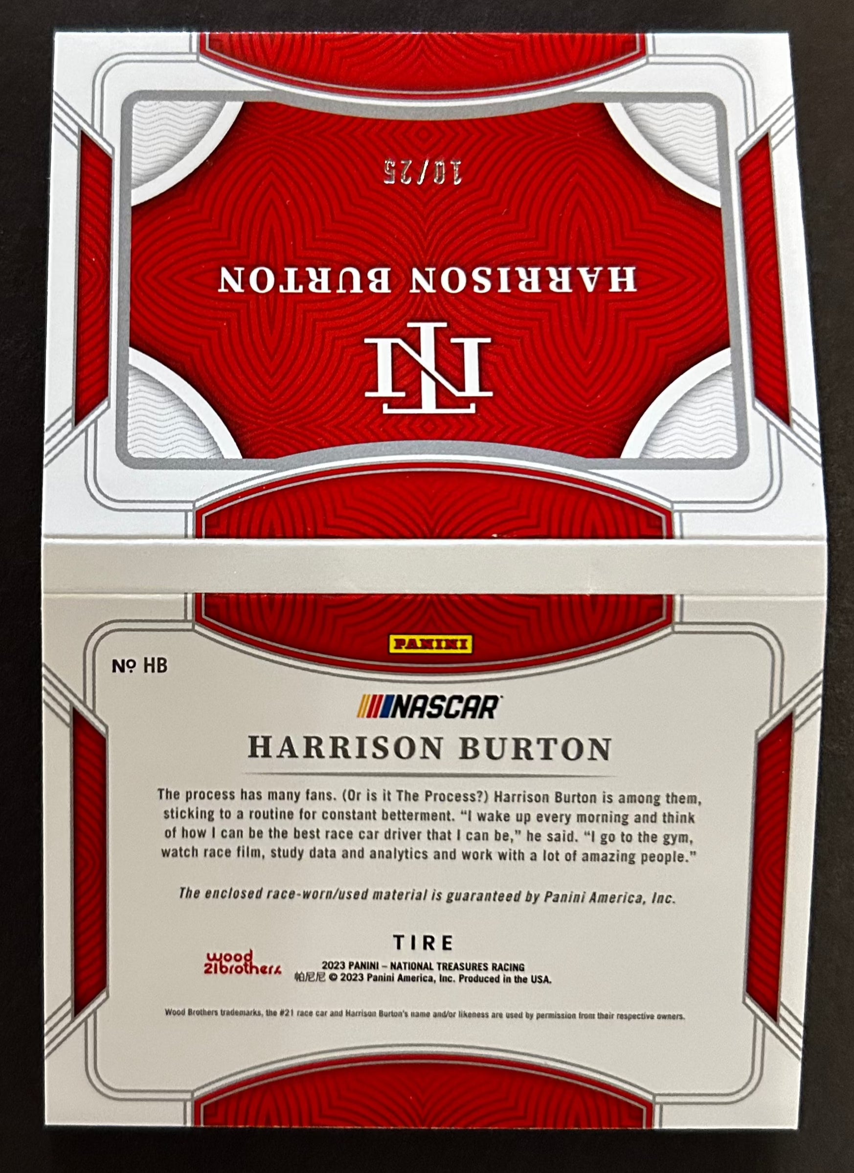 Harrison Burton Tire Booklet /25 - 2023 Panini National Treasures 