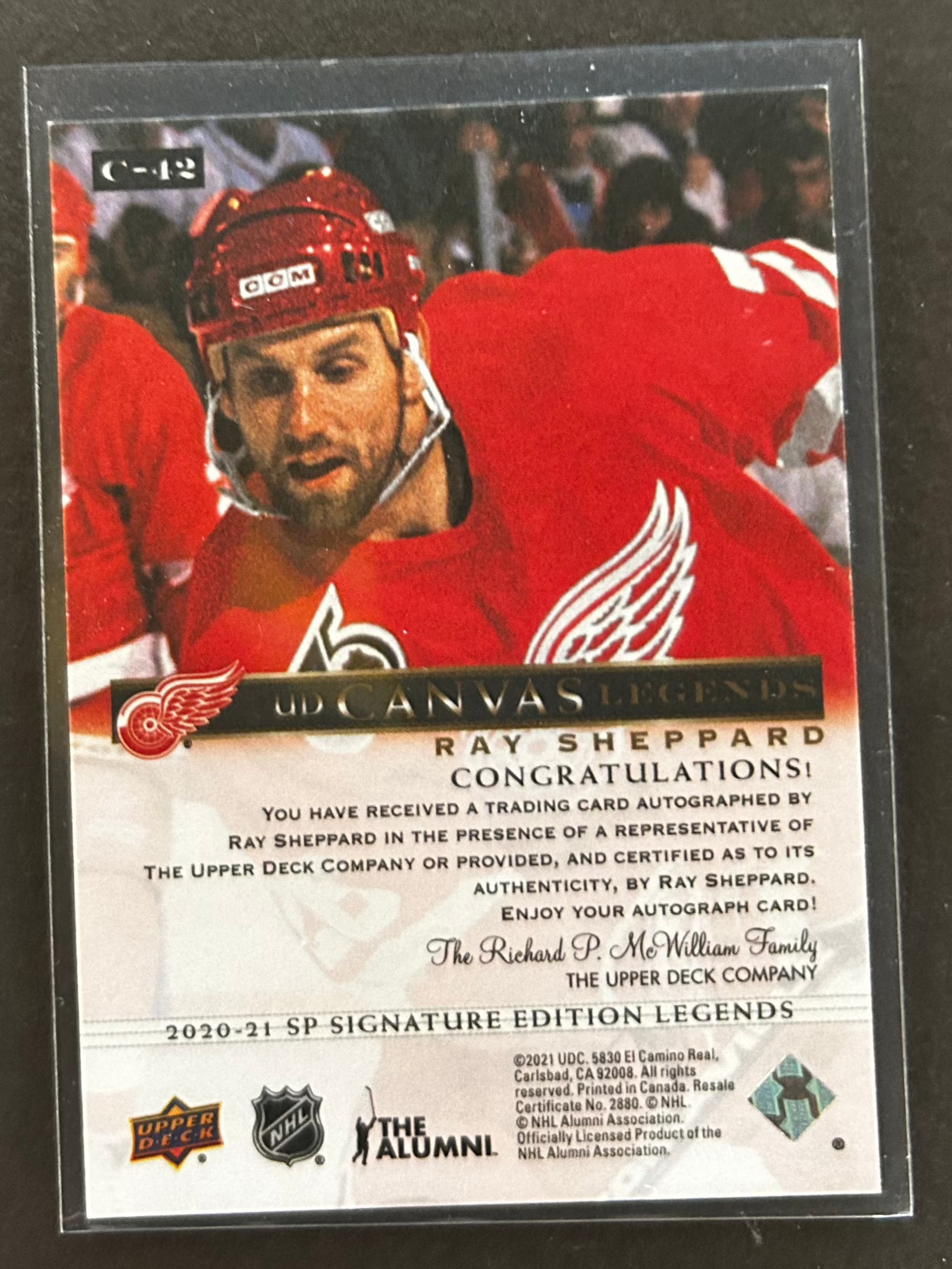 Ray Sheppard UD Canvas Legends Auto - 2020/21 SP Signatures 