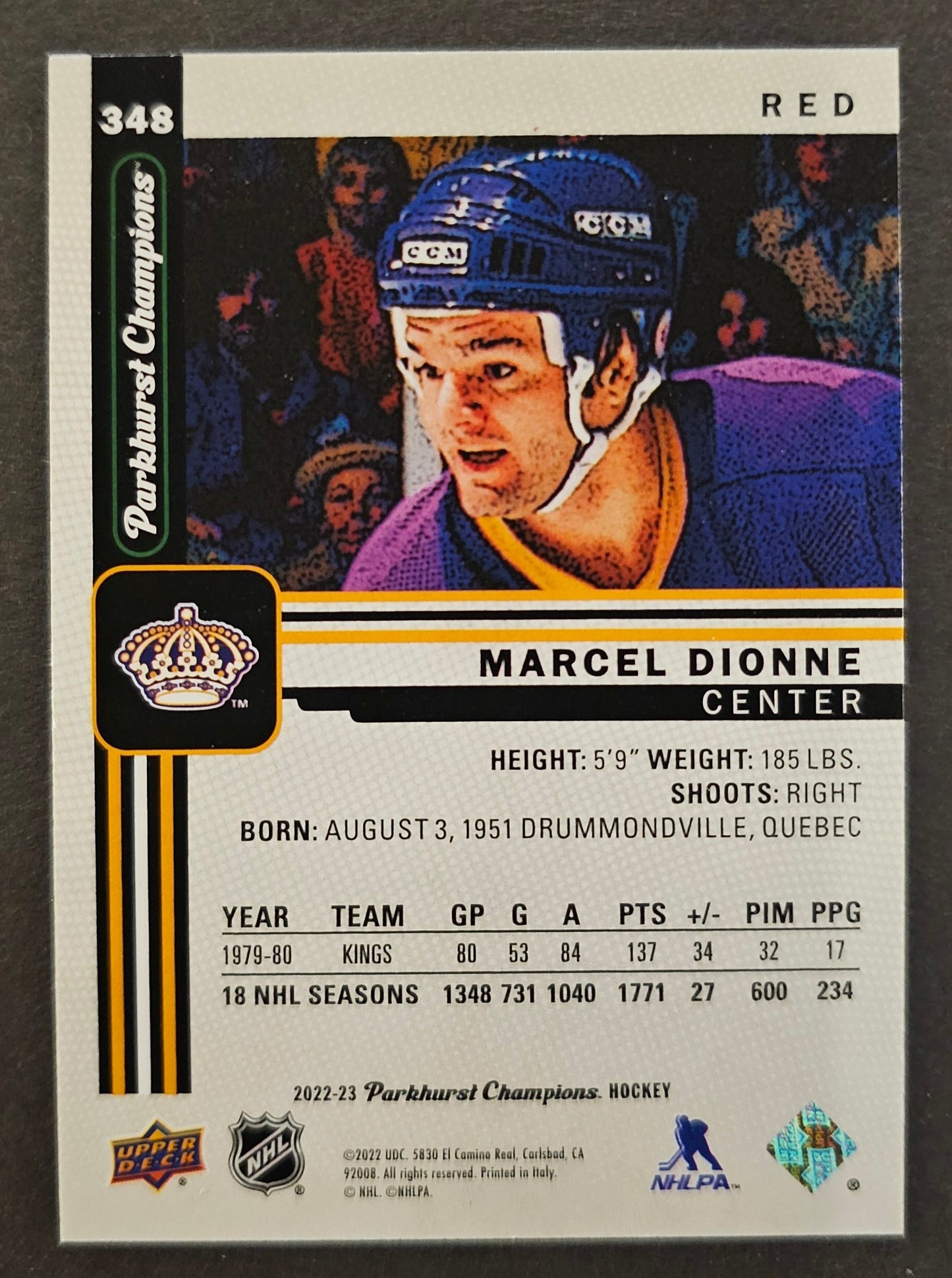 Marcel Dionne Short Print Legends Red /51 - 2022/23 Parkhurst