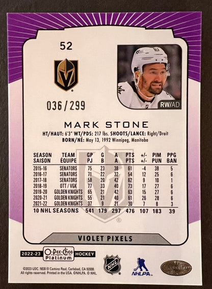 Mark Stone Violet Pixels /299 - 2022/23 O-Pee-Chee Platinum