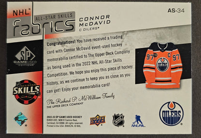 Connor McDavid All-Star Fabrics Jersey - 2022/23 SP Game Used