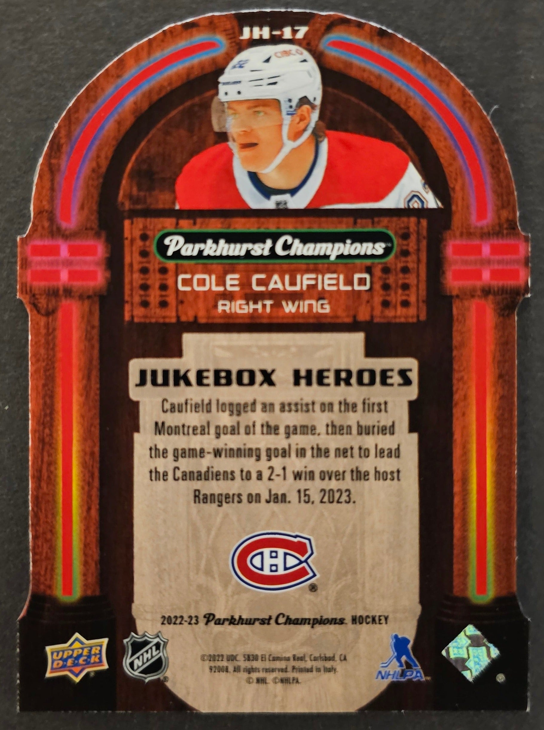 Cole Caufield Jukebox Heroes - 2022/23 Parkhurst