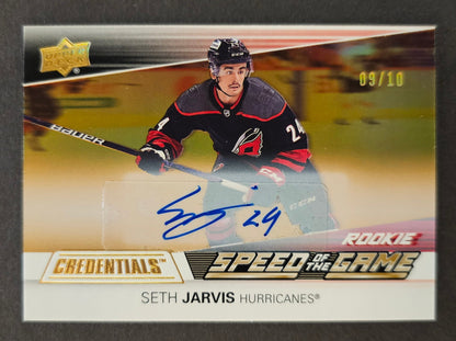 Seth Jarvis Speed Of The Game Rookie Auto Gold Spectrum /10 - 2021/22 Credentials