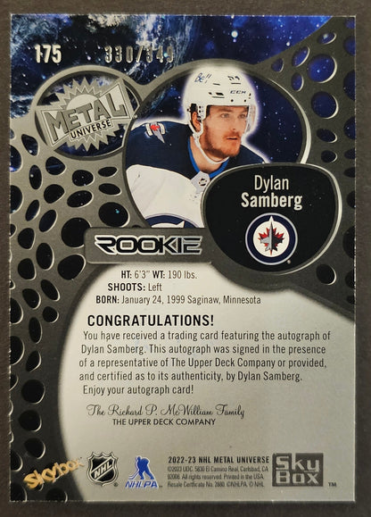 Dylan Samberg Rookie Auto - 2022/23 Metal Universe