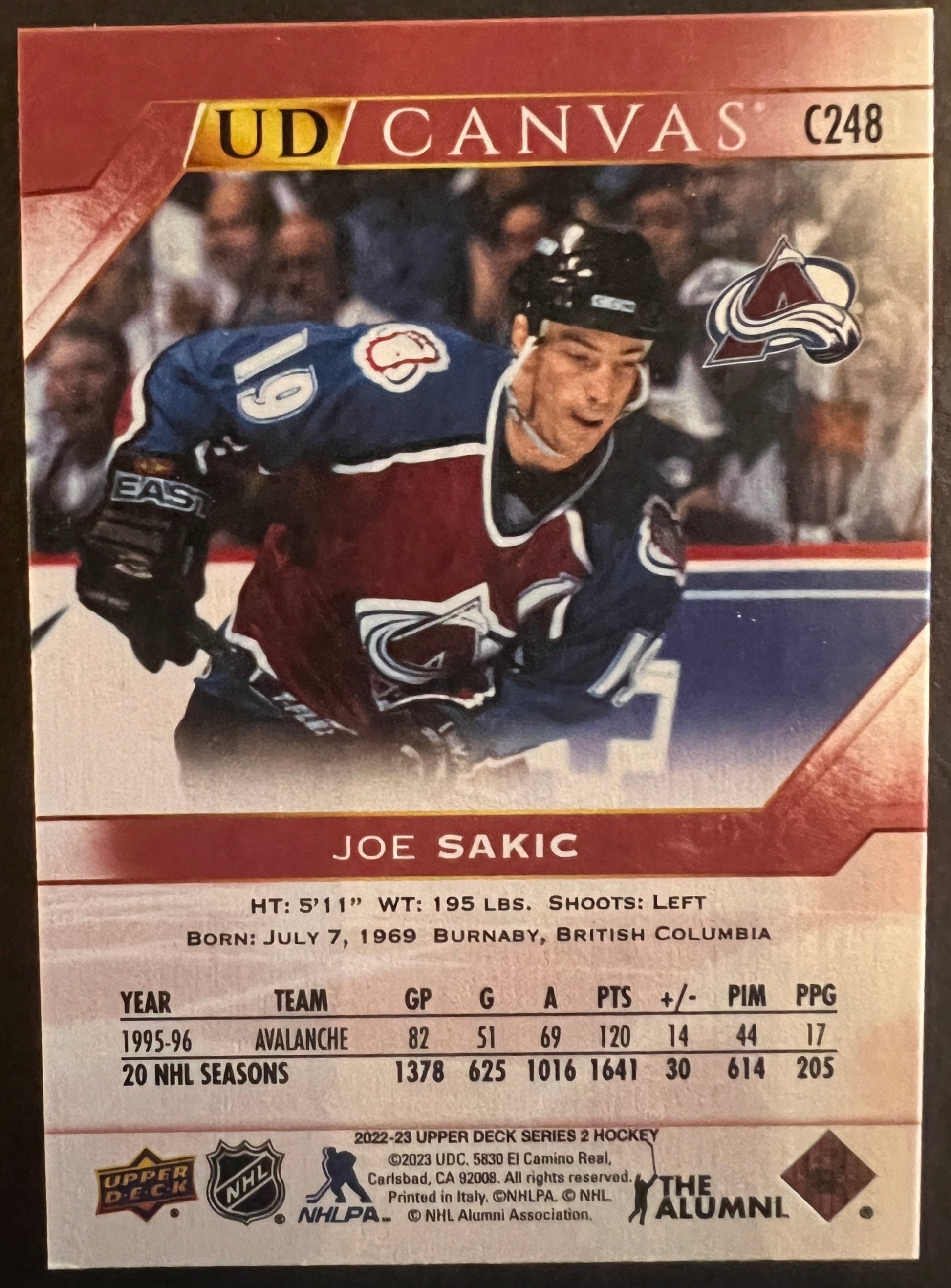 Joe Sakic UD Canvas Legends - 2022/23 Series 2