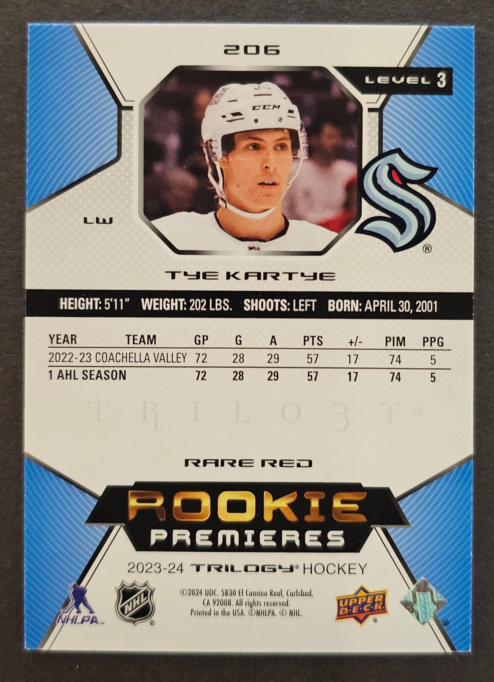 Tye Kartye Rookie Premieres Level 3 Red /49 - 2023/24 Trilogy