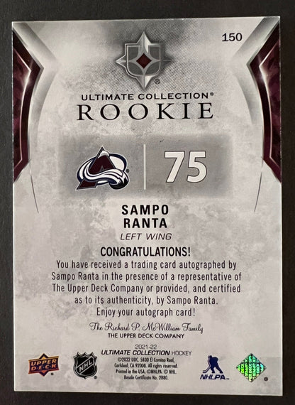 Sampo Ranta Ultimate Rookie Autographs /299 - 2021/22 Ultimate