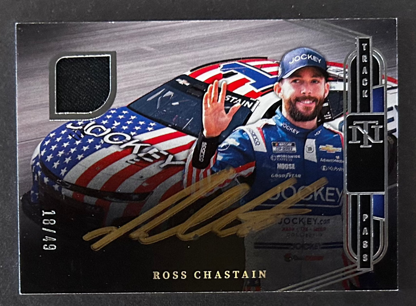 Ross Chastain Track Pass Patch Auto /49 - 2023 Panini National Treasures