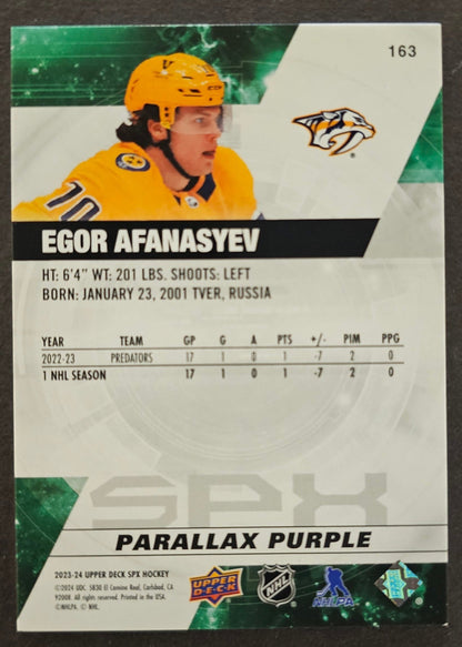 Egor Afanasyev Rookie Parallax Purple /149 - 2023/24 SPX 